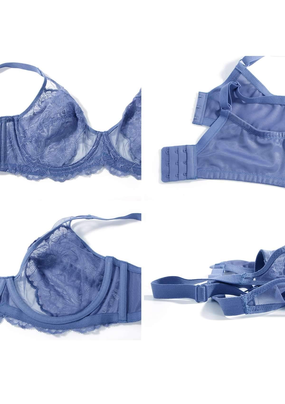 HSIA Blossom Blue Unlined Lace Bra - HSIA