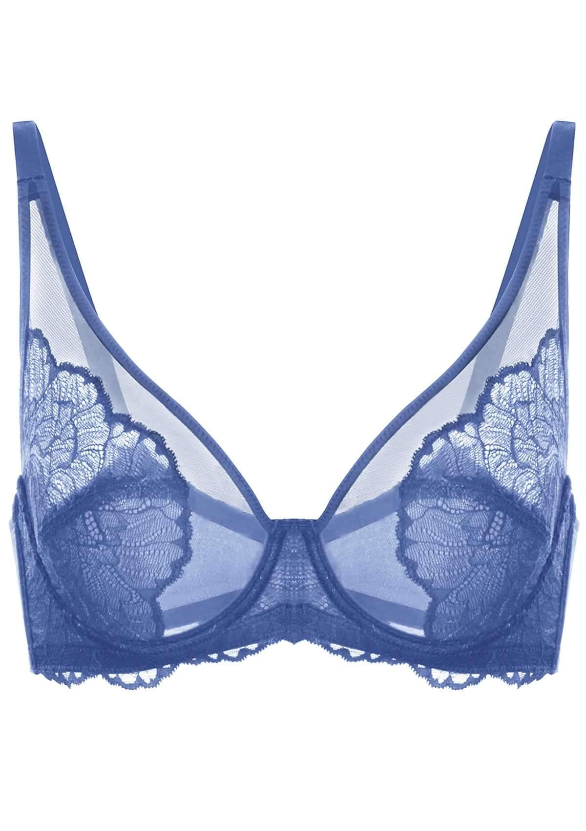 HSIA Blossom Blue Unlined Lace Bra - HSIA