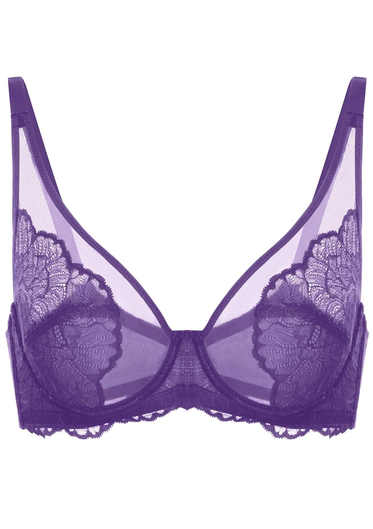 HSIA Blossom Purple Unlined Lace Bra - HSIA