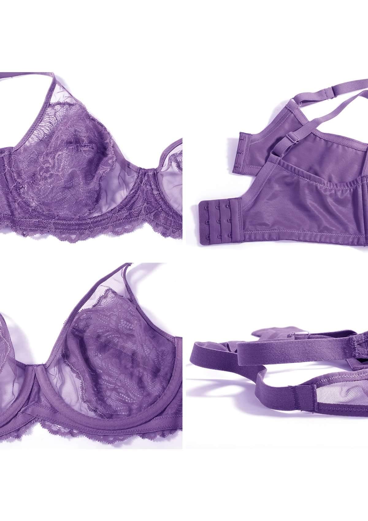 HSIA Blossom Purple Unlined Lace Bra - HSIA