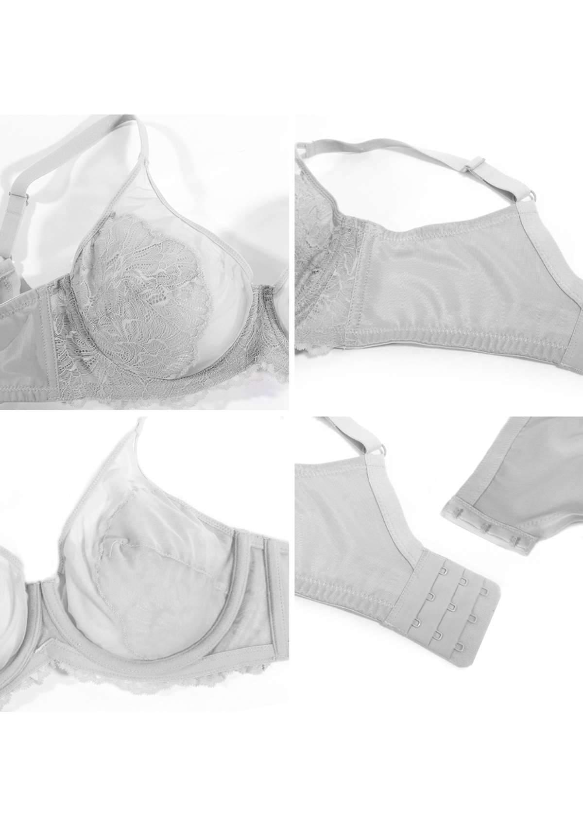 HSIA Blossom Unlined Light Gray Lace Bra Set - HSIA