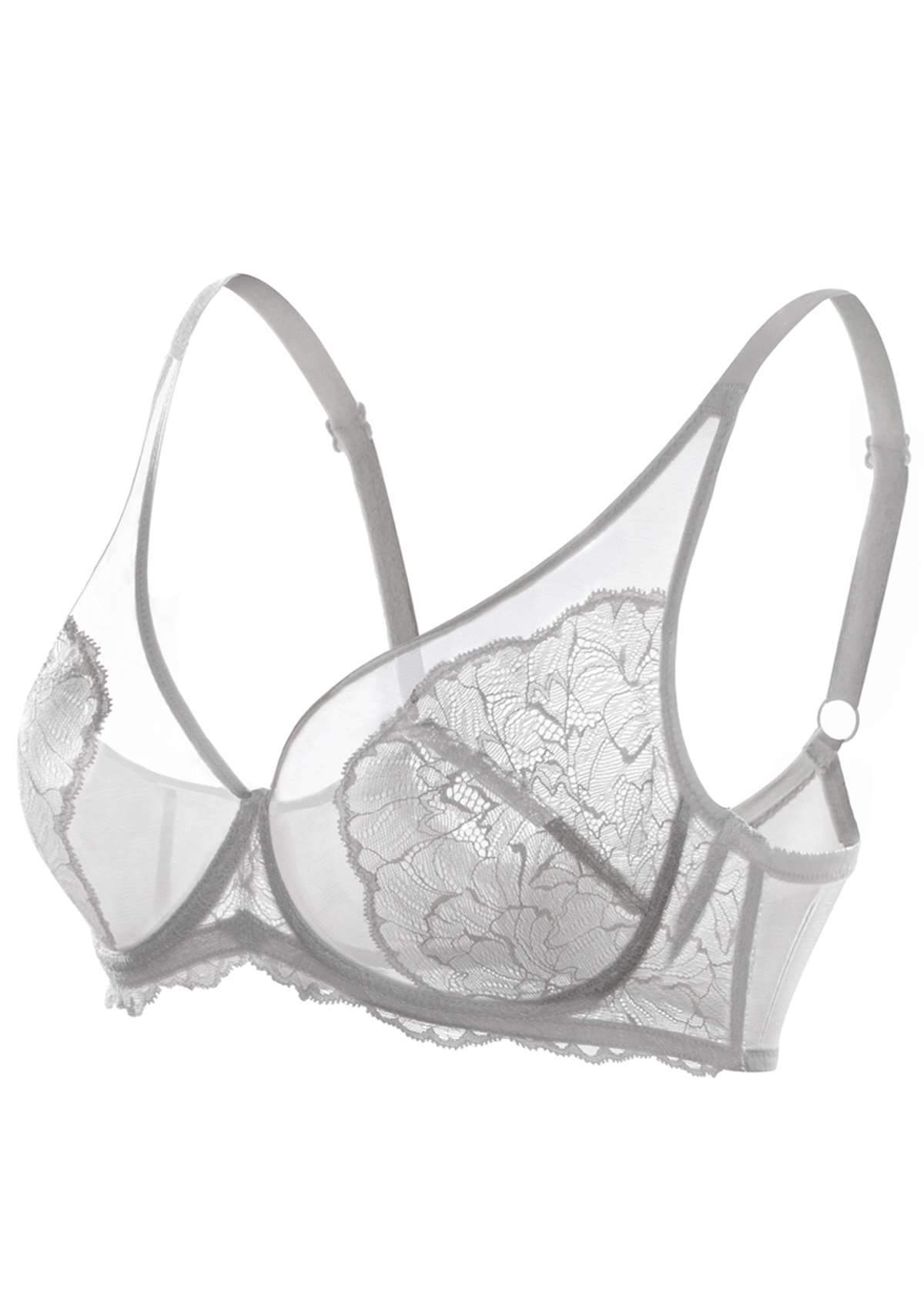 Blossom White Unlined Underwire Lace Bra - HSIA