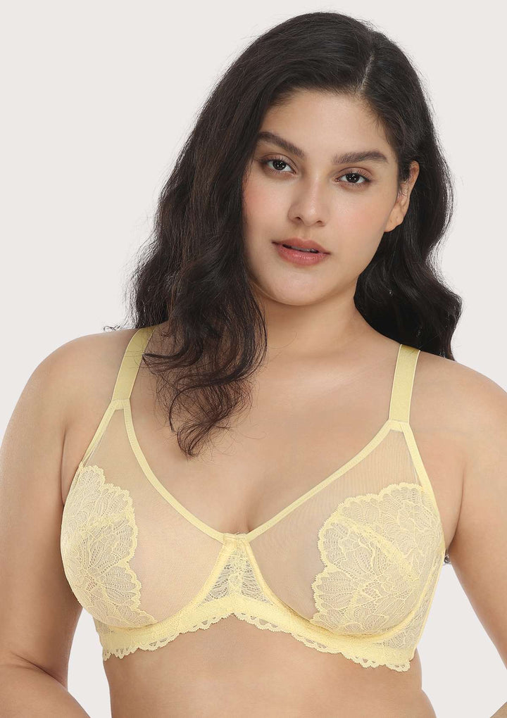 HSIA HSIA Blossom Yellow Unlined Lace Bra