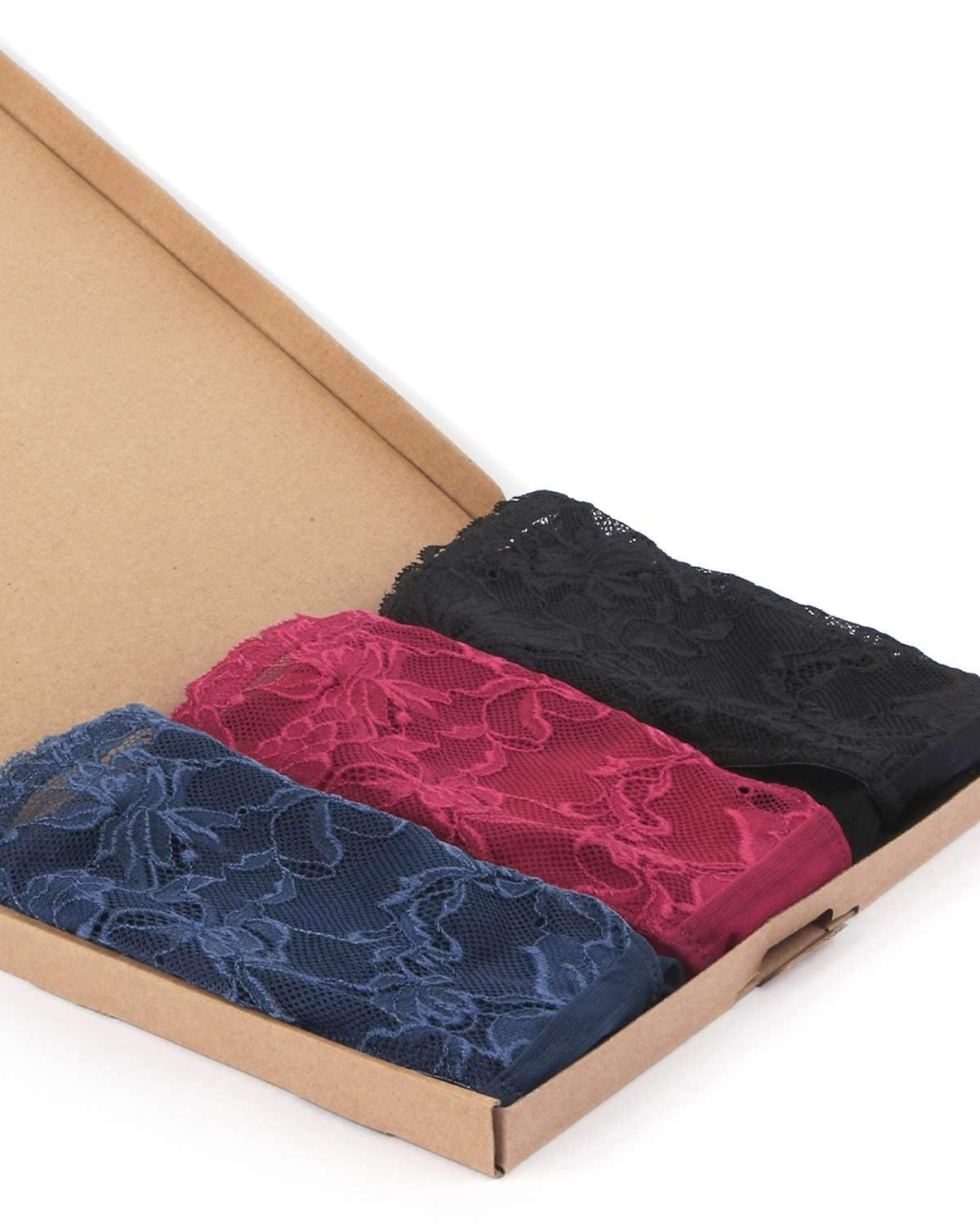 Pretty In Petals Breathable Sexy Lace Bikini Underwears 3 Pack - HSIA