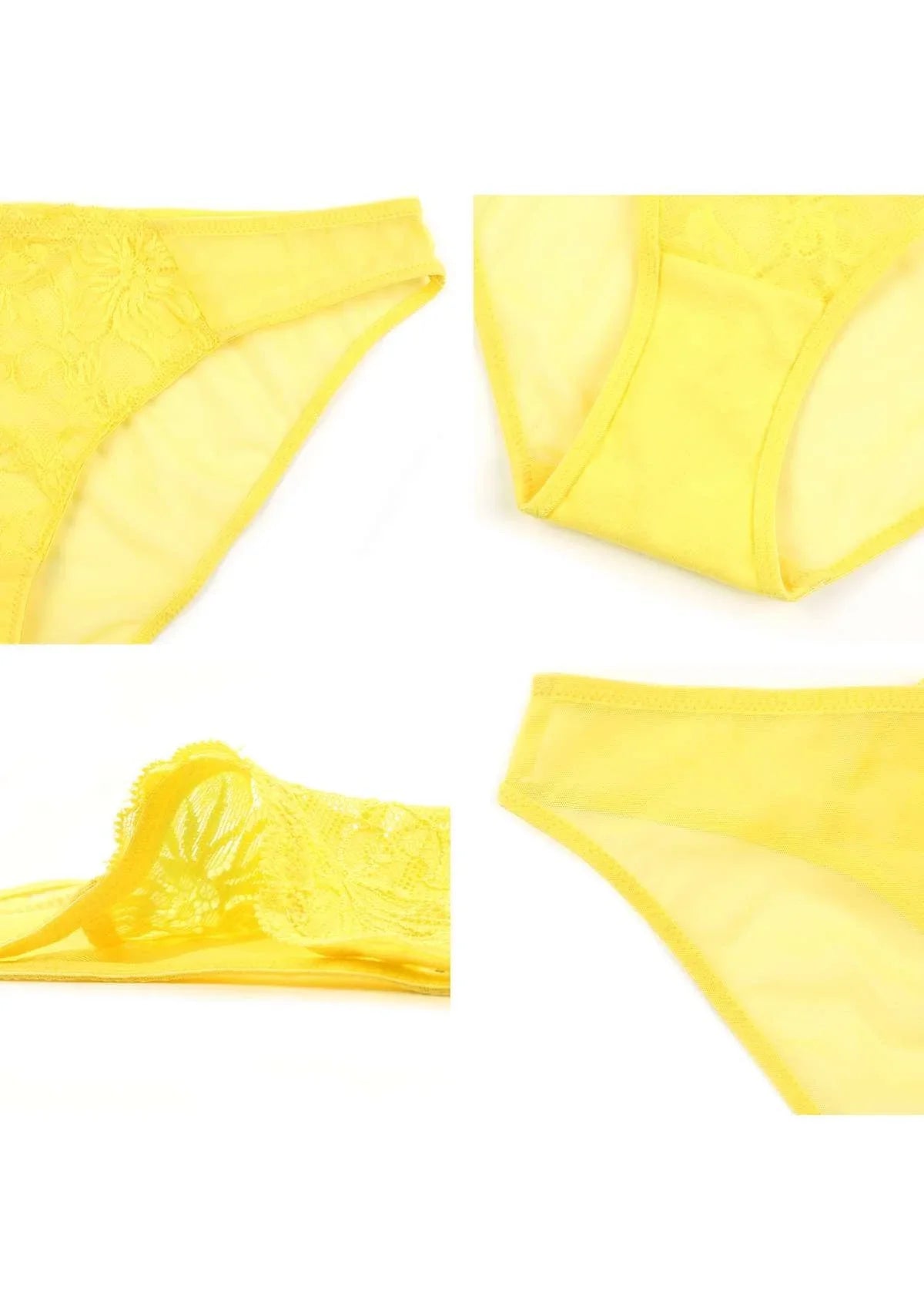 Pretty In Petals Bright Yellow Lace Bikini Underwear - HSIA