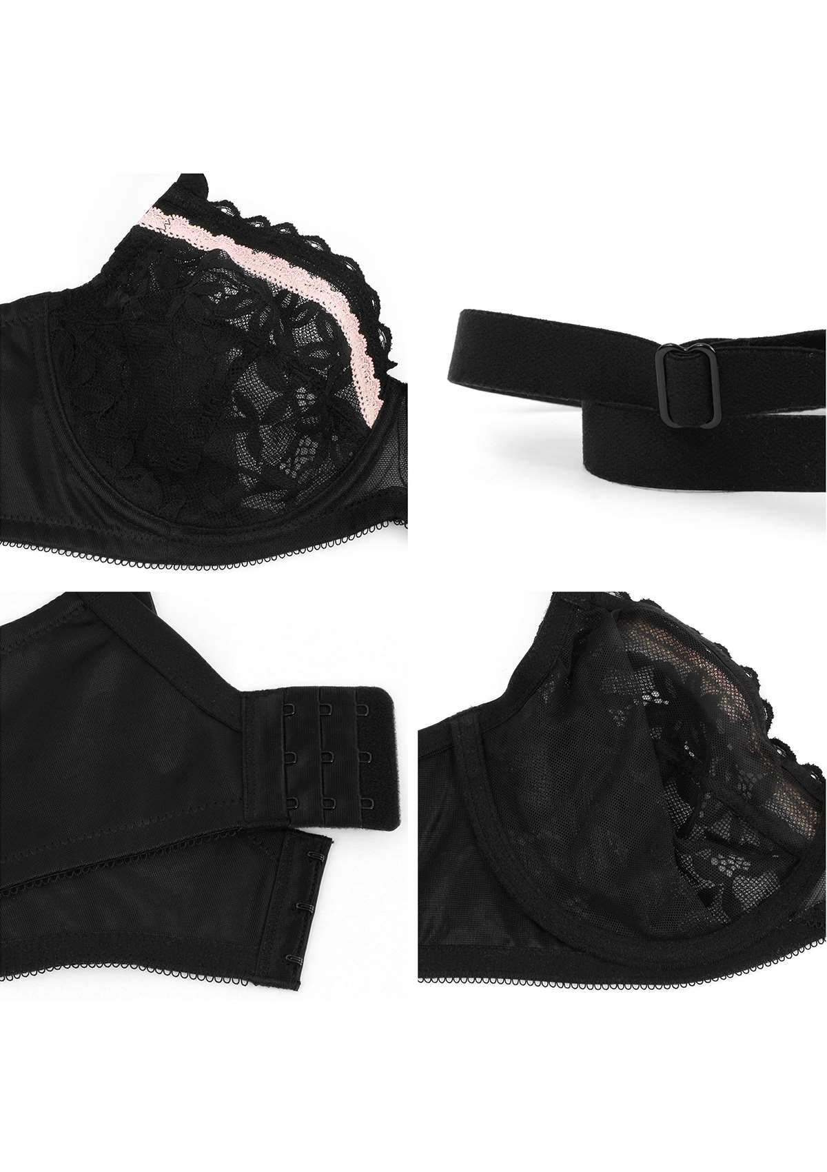 Jessamine Contrast Color Lace Underwire Bra - HSIA