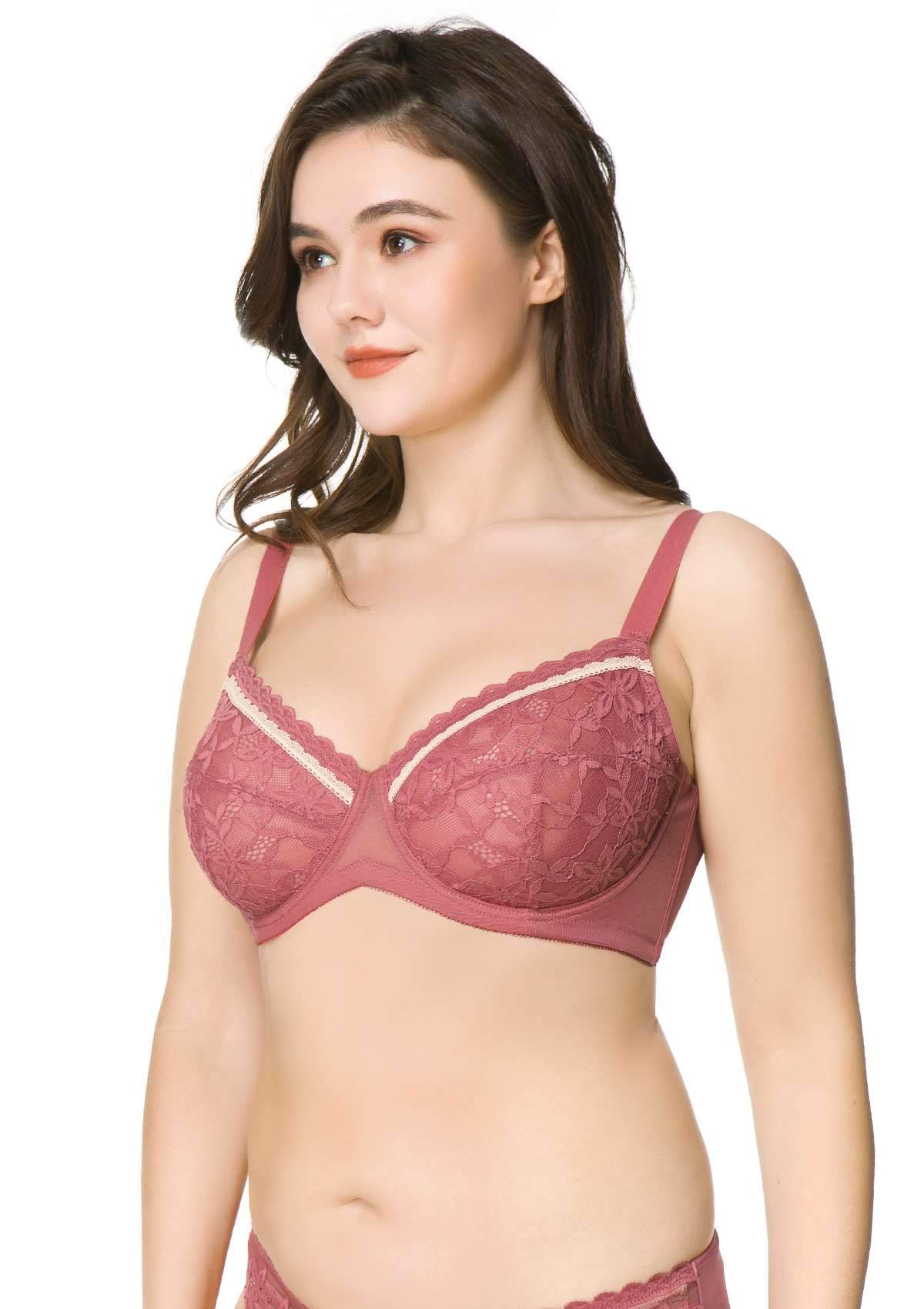 Jessamine Contrast Color Lace Underwire Bra - HSIA