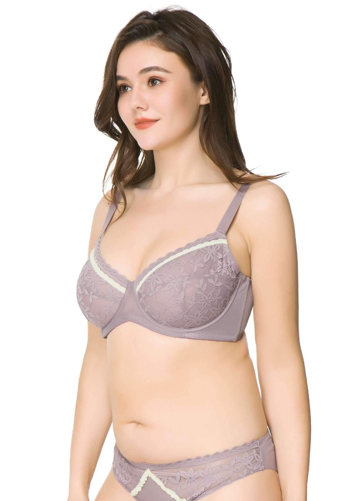 Jessamine Contrast Color Lace Underwire Bra - HSIA