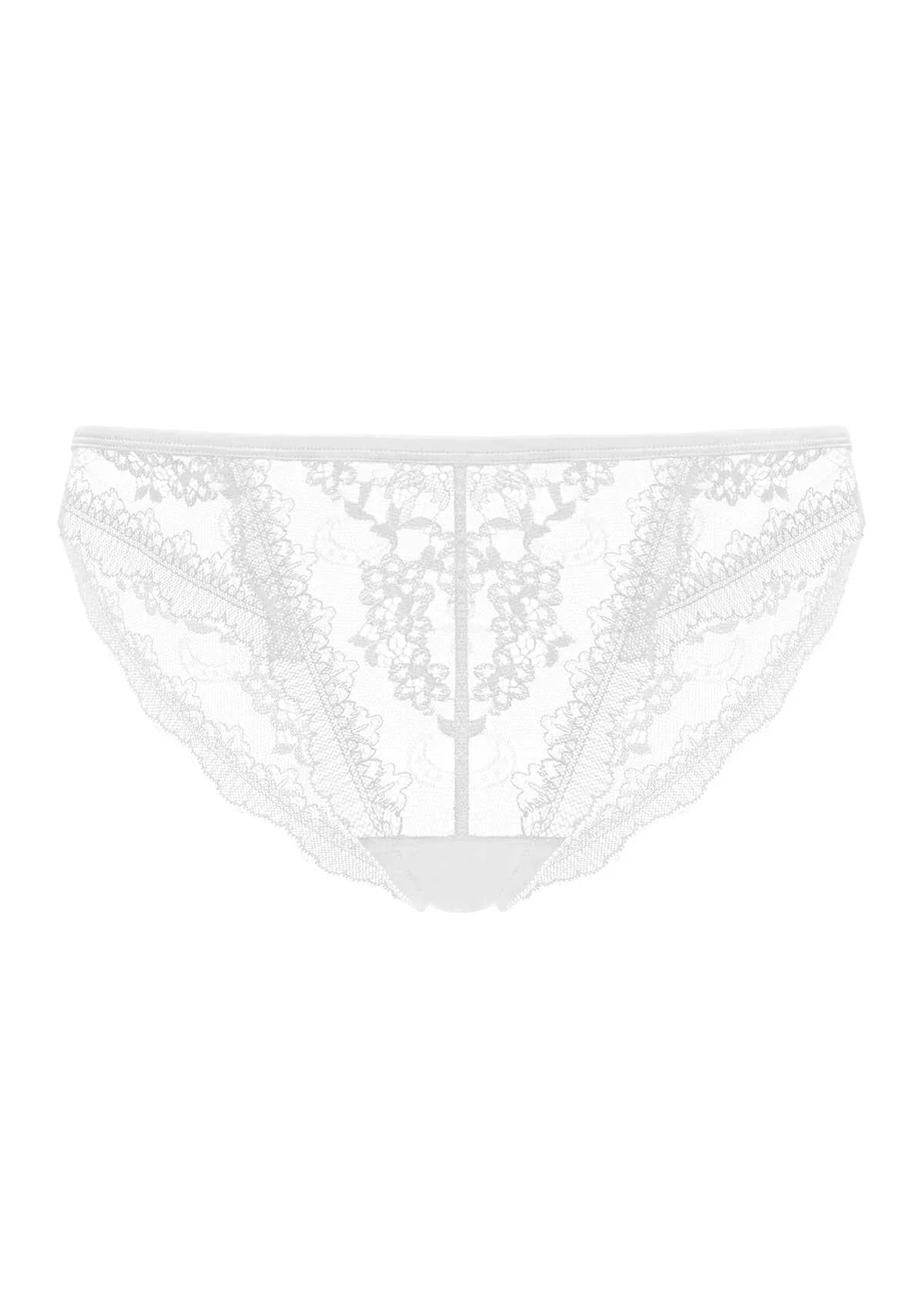 HSIA Floral Bridal Lace Back White Bikini Underwear - HSIA