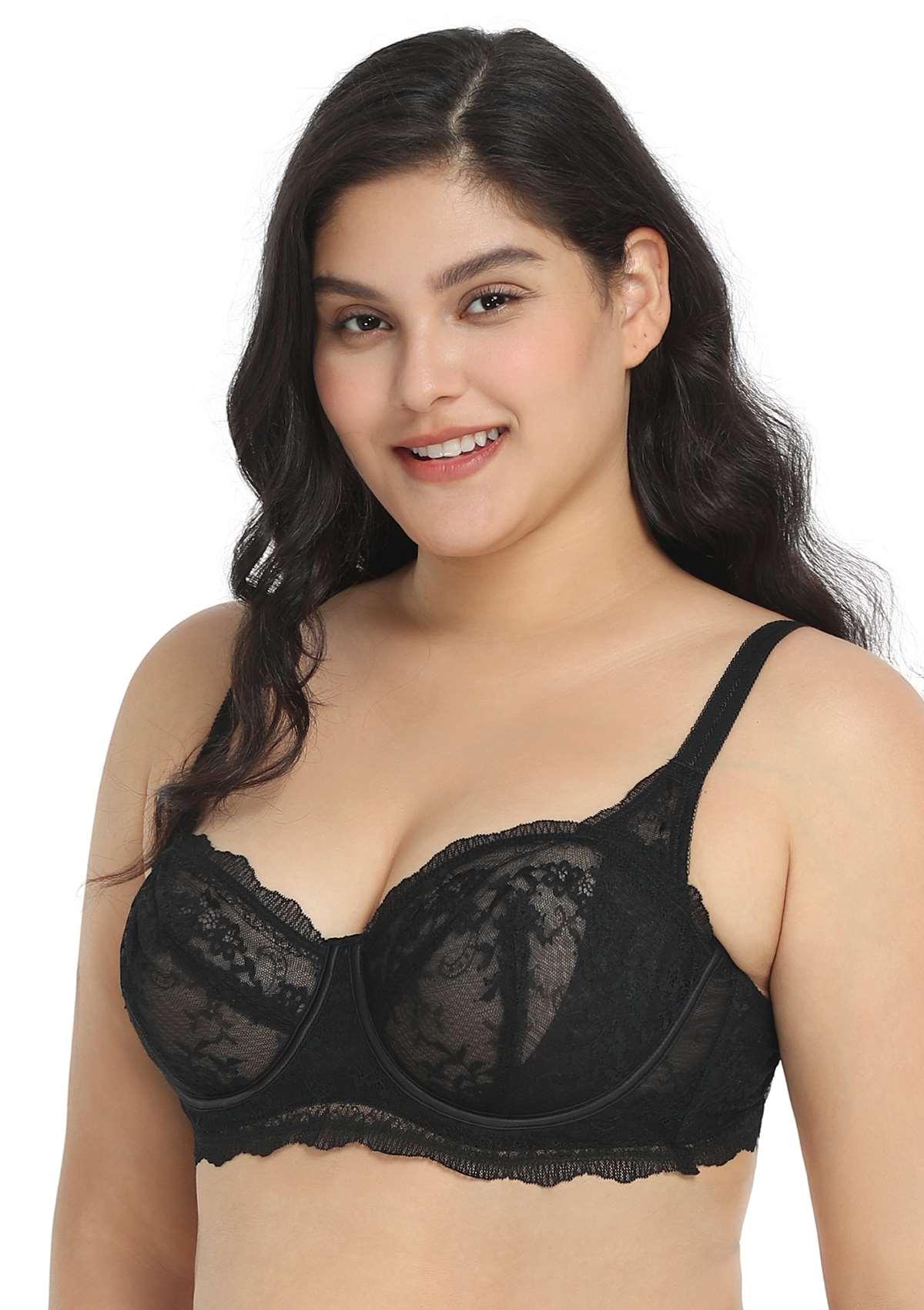 HSIA Floral Lace Unlined Bridal Black Balconette Bra Set - HSIA