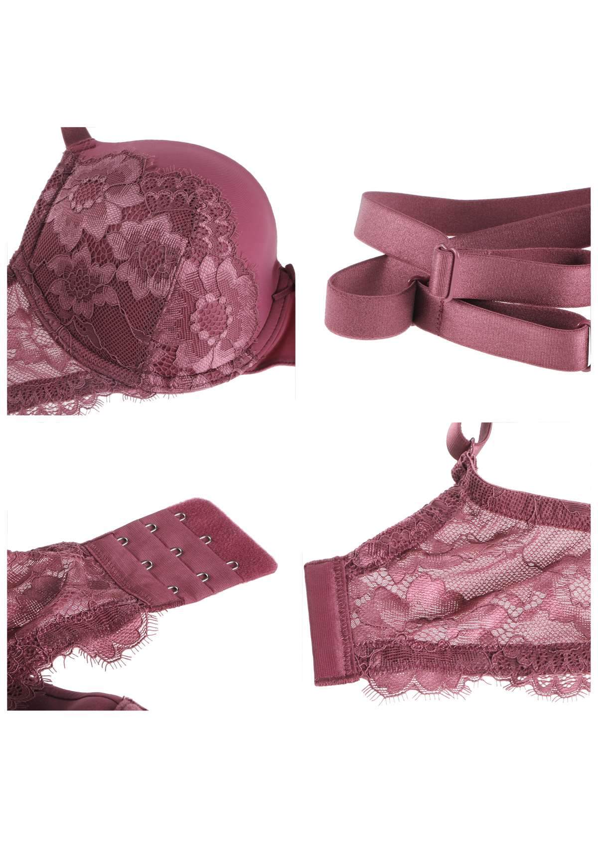 Lovelush Flower Trim Padded Underwire Bra - HSIA