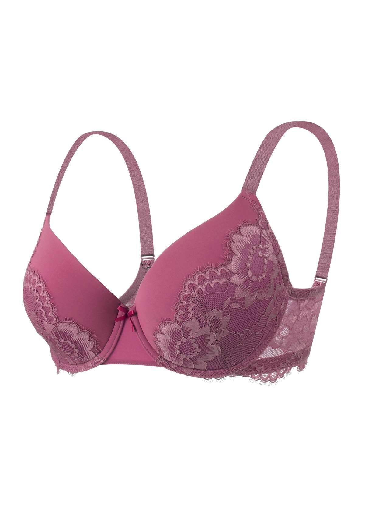 Lovelush Flower Trim Padded Underwire Bra - HSIA