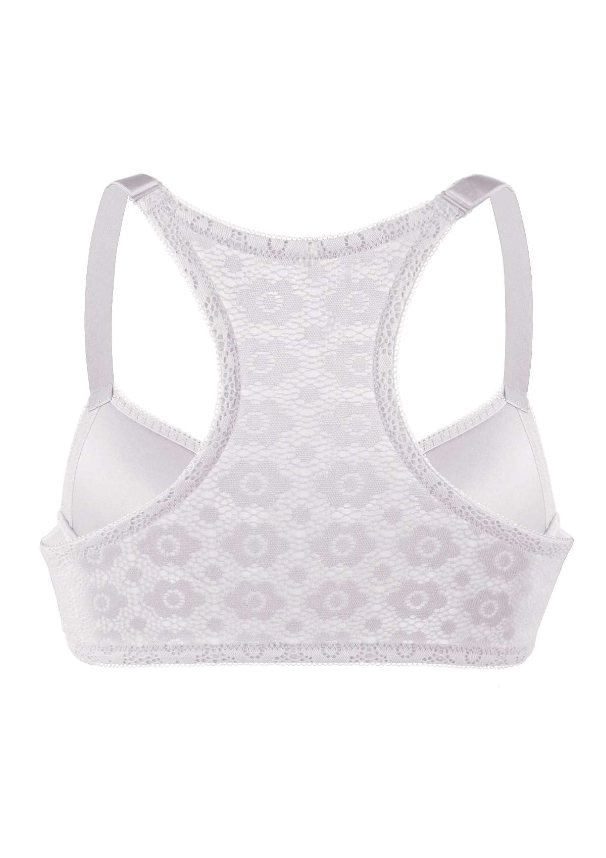 Serena Front-Close Lace-Back Racerback Underwire Bra - HSIA