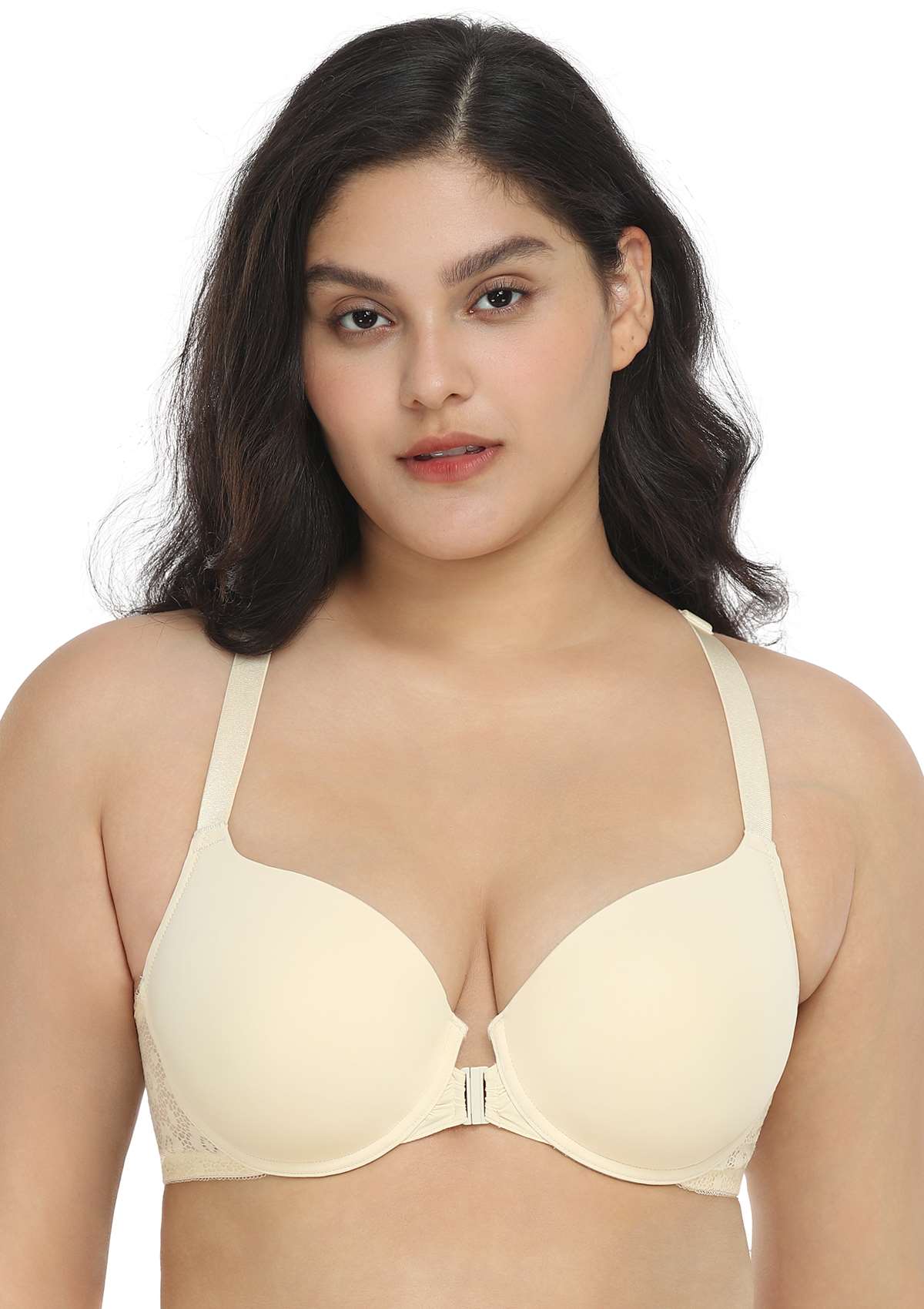 Serena Front-Close Lace-Back Racerback Underwire Bra - HSIA
