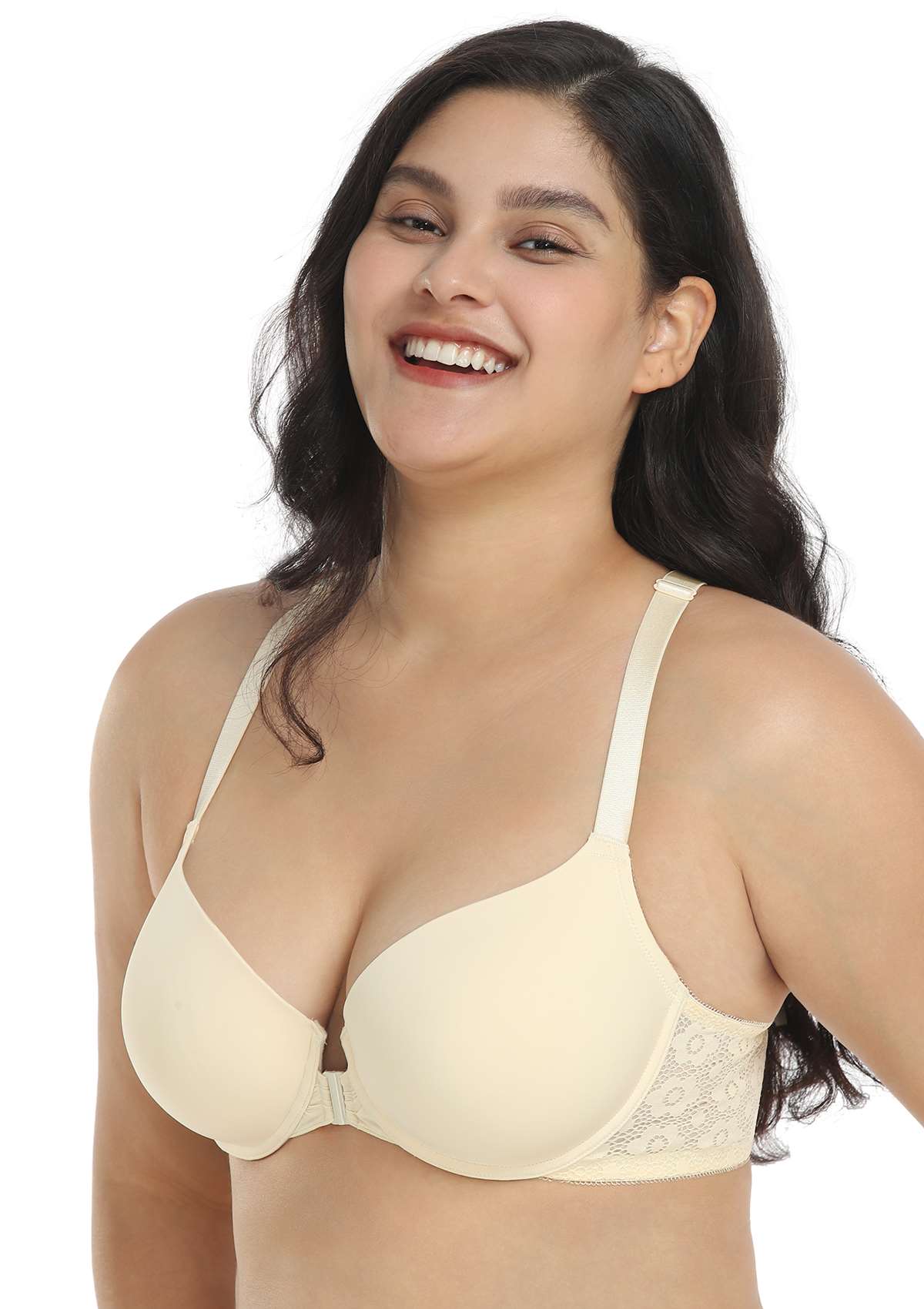 Serena Front-Close Lace-Back Racerback Underwire Bra - HSIA