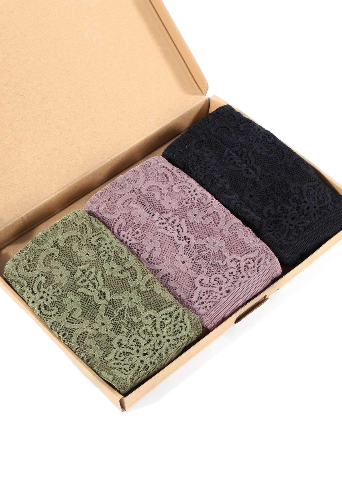 HSIA Front Floral Lace Bikini Underwear 3 Pack - HSIA