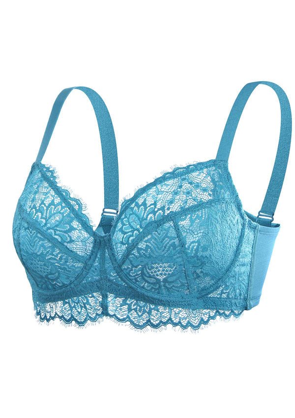 HSIA Horizon Blue Sunflower Underwire Lace Bra - HSIA