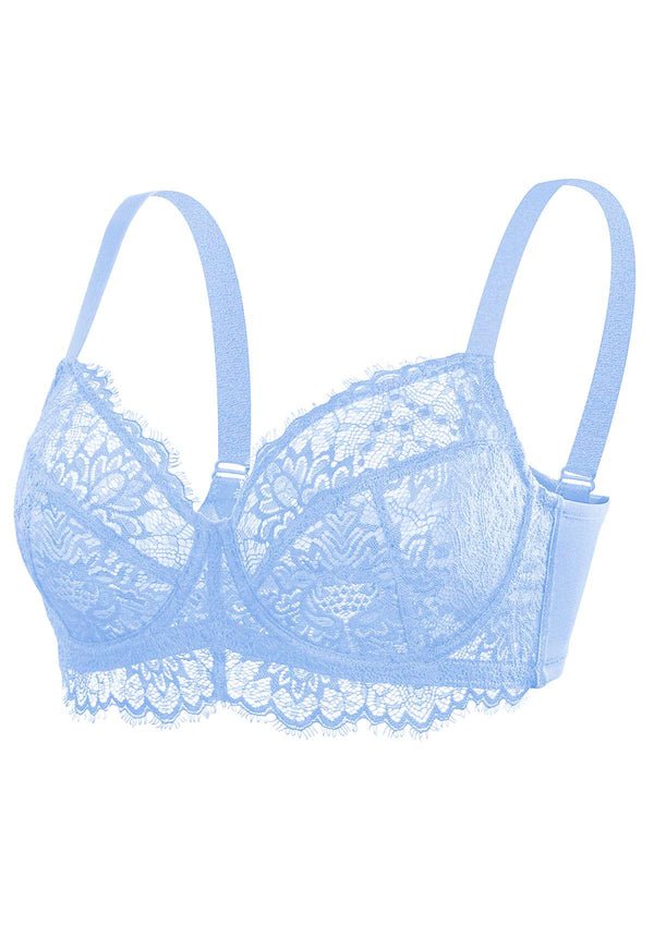 HSIA Horizon Blue Sunflower Underwire Lace Bra - HSIA