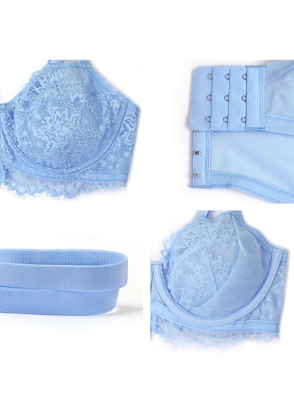 HSIA Horizon Blue Sunflower Underwire Lace Bra - HSIA