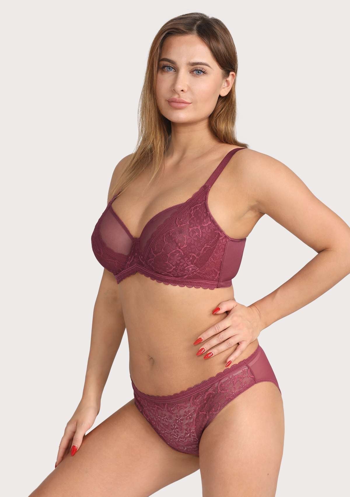 HSIA Lace Dolphin Burgundy Underwire Bra - HSIA