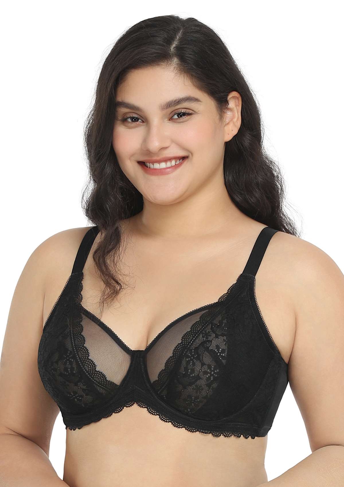 Anemone Unlined Dolphin Lace Underwire Bra - HSIA