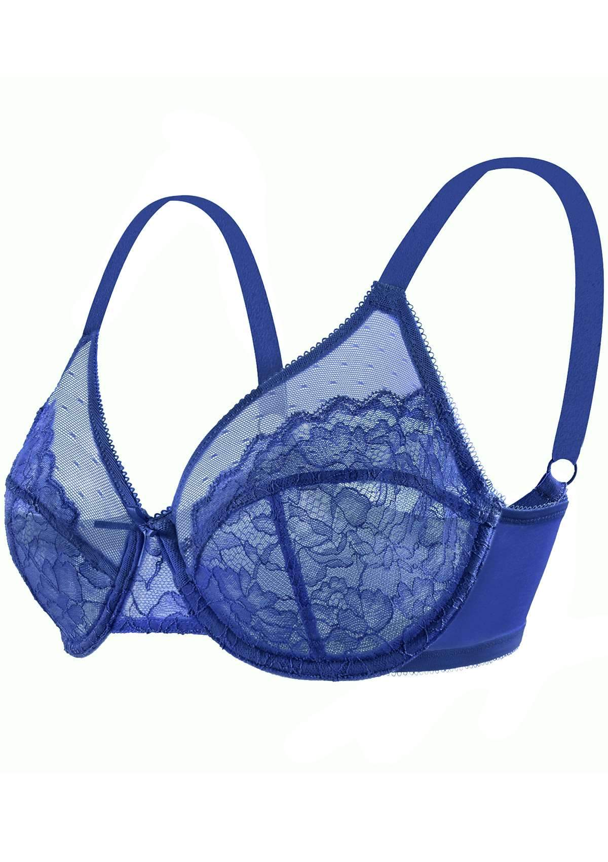 (Cardi B recommends)Enchante Lace Blue Unlined Underwire Bra - HSIA