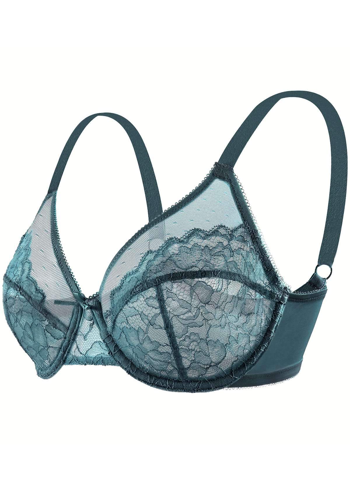 (Cardi B recommends)HSIA Enchante Lace Soft Mesh Blue Unlined Underwire Bra - HSIA