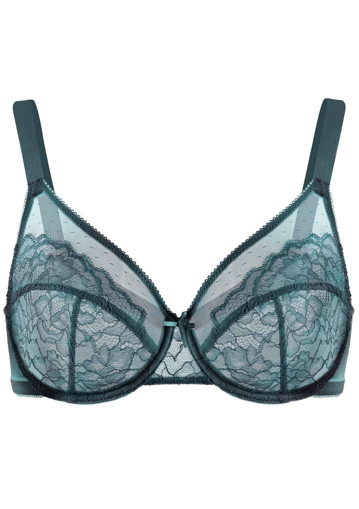 (Cardi B recommends)HSIA Enchante Lace Soft Mesh Blue Unlined Underwire Bra - HSIA