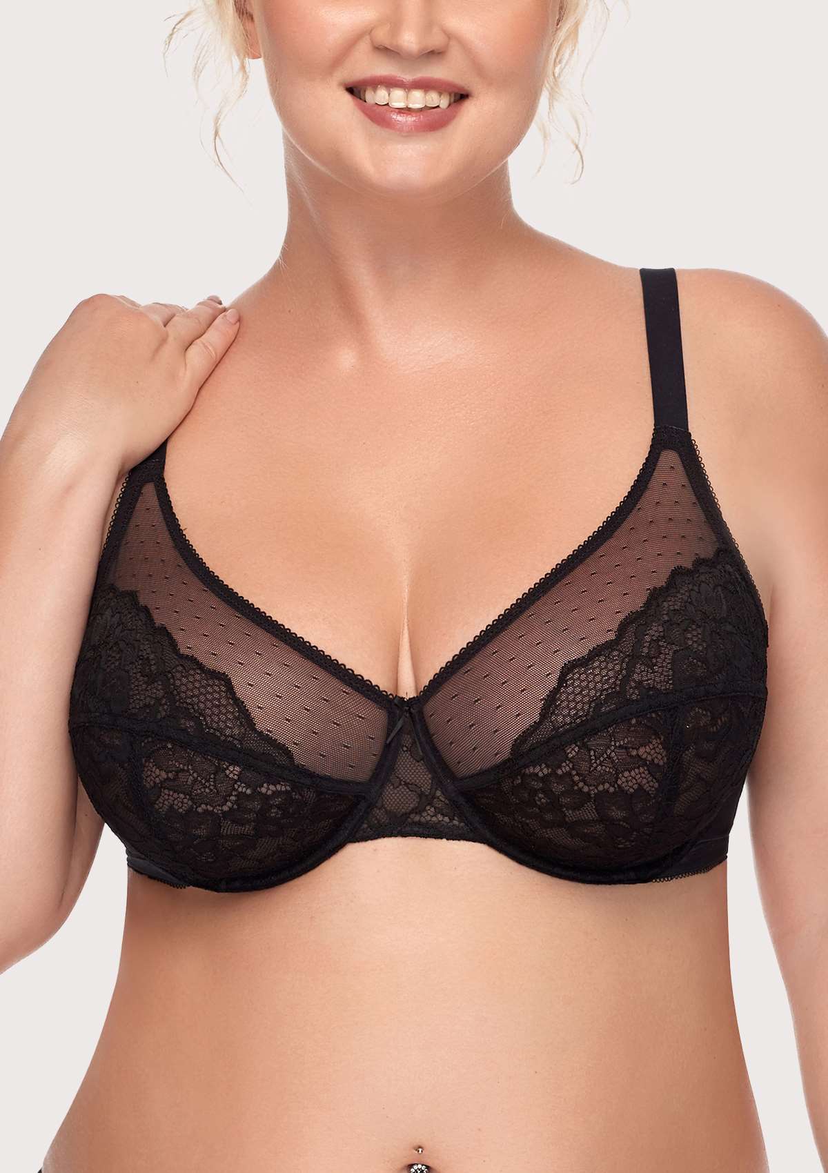 (Cardi B recommends)Enchante Lace Black Underwire Bra Set - HSIA