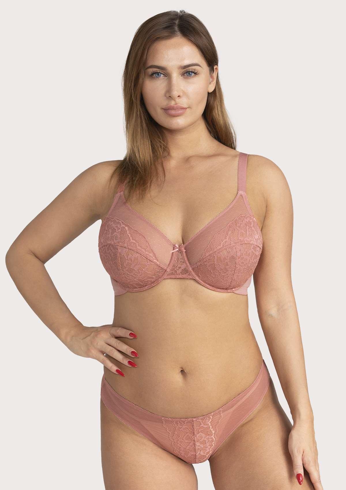 (Cardi B recommends)Enchante Light Coral Lace Underwire Bra - HSIA