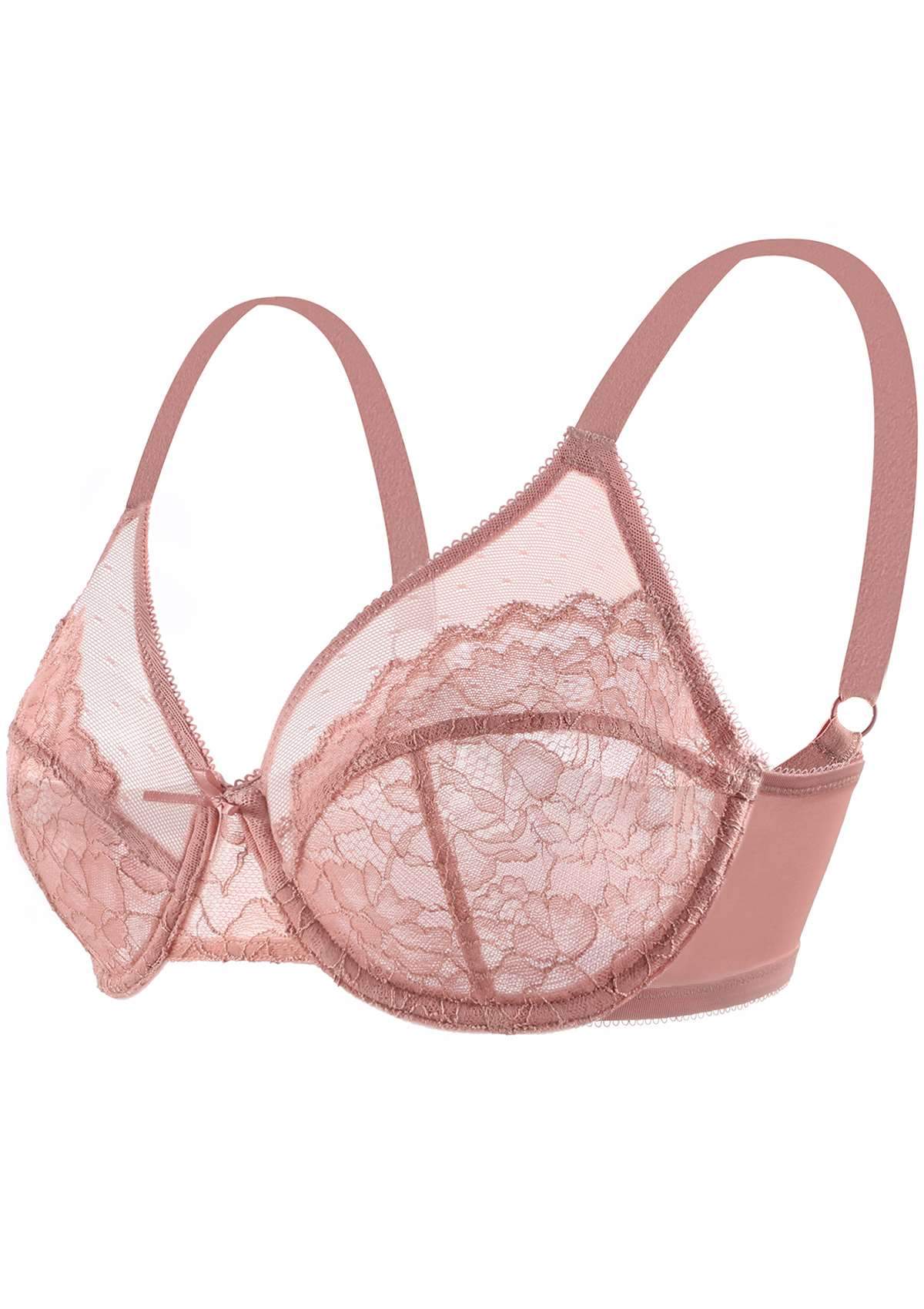 (Cardi B recommends)Enchante Light Coral Lace Underwire Bra - HSIA