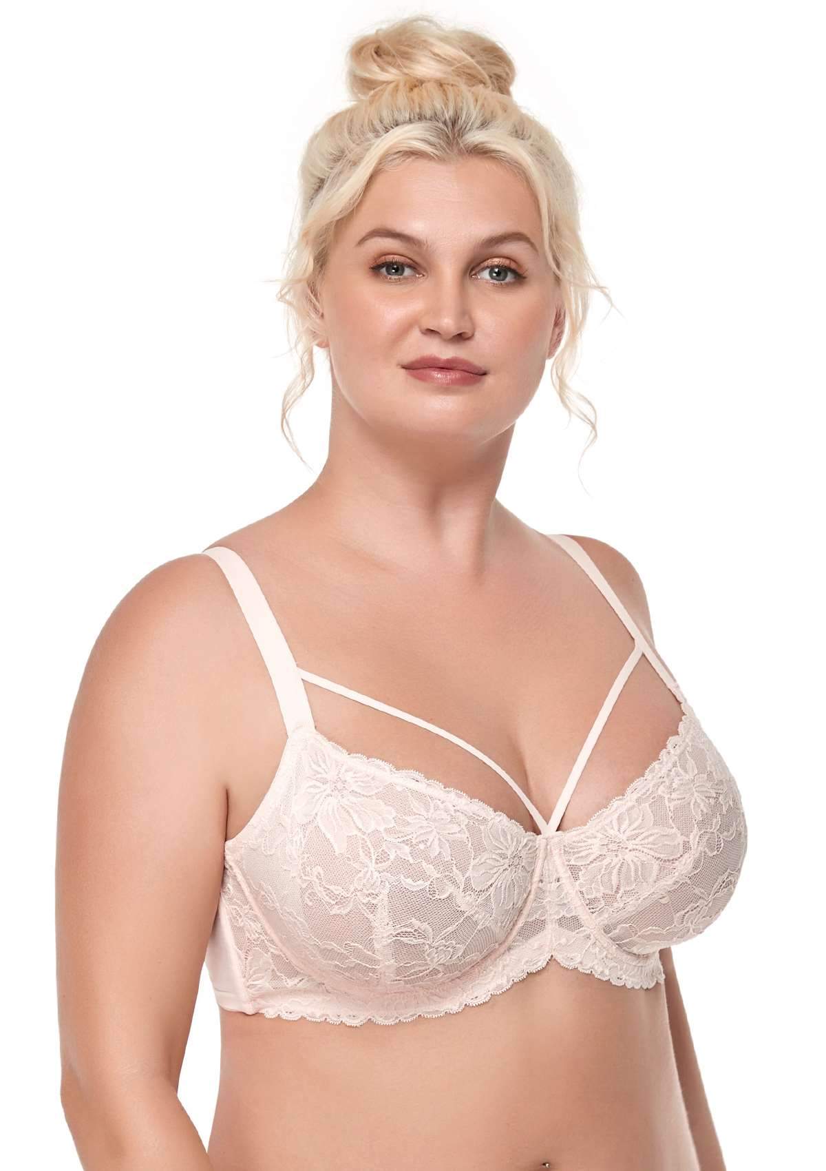Pretty In Petals Pink Unlined Strappy Lace Bra - HSIA