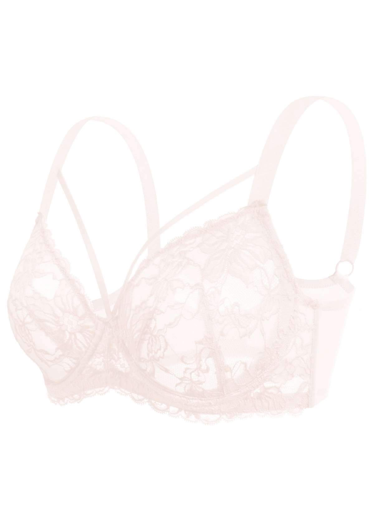 Pretty In Petals Pink Unlined Strappy Lace Bra - HSIA