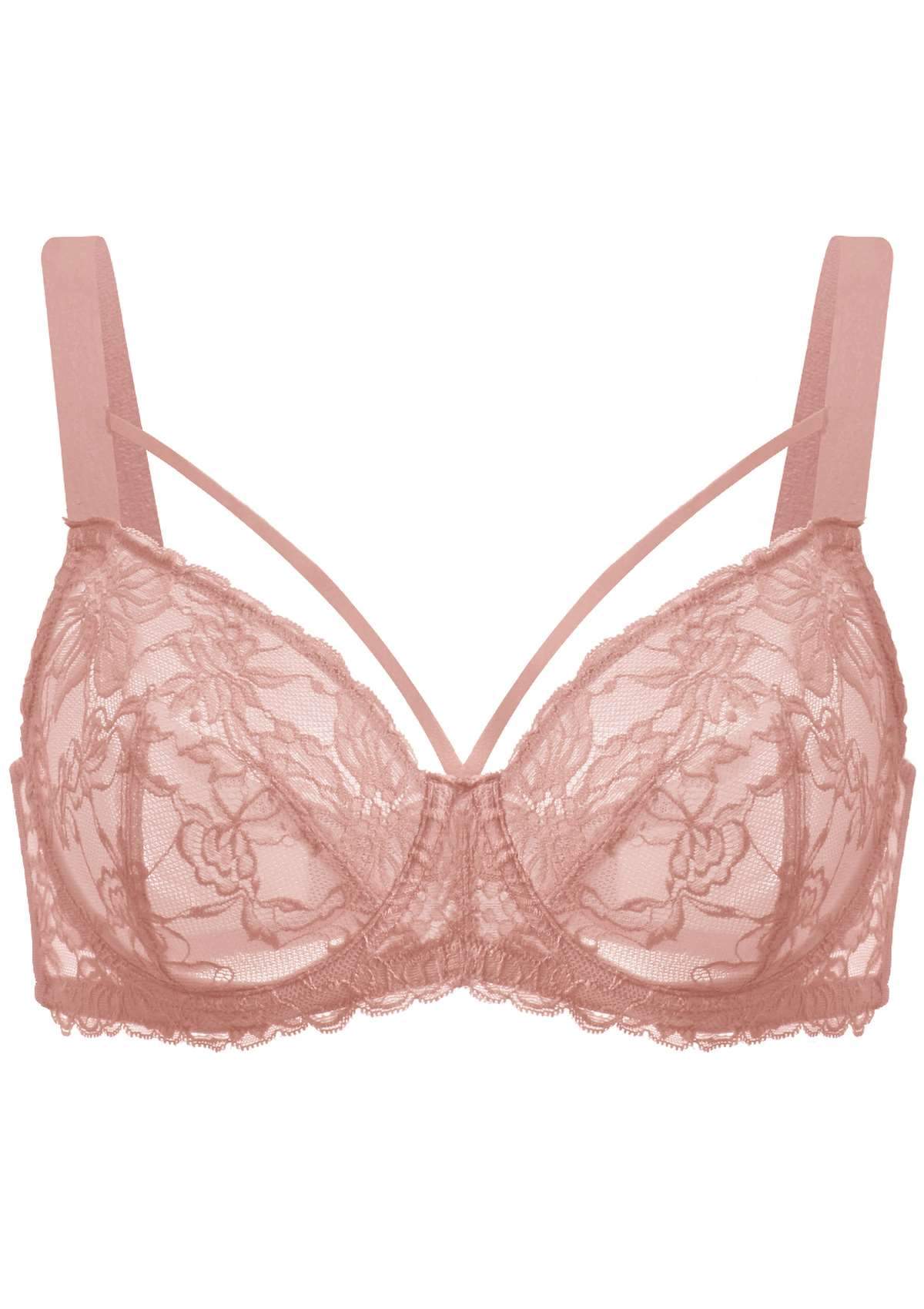 Pretty In Petals Pink Unlined Strappy Lace Bra - HSIA