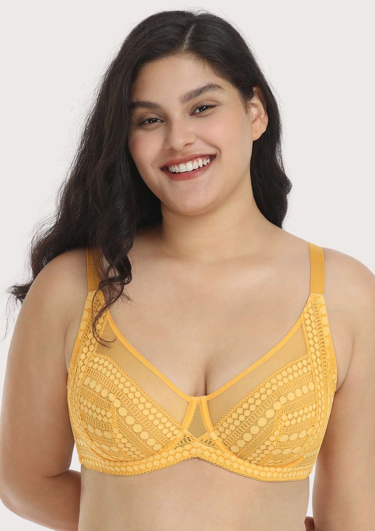 Heroine Polka Dot Sexy Lace Unlined Bra - HSIA