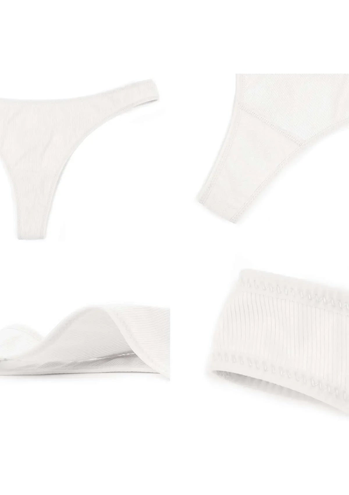 HSIA Ribbed Knit Cotton Thong Underwear 3 Pack - HSIA