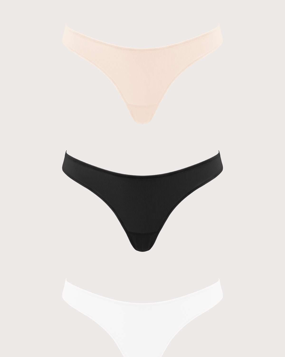 HSIA Ribbed Knit Cotton Thong Underwear 3 Pack - HSIA