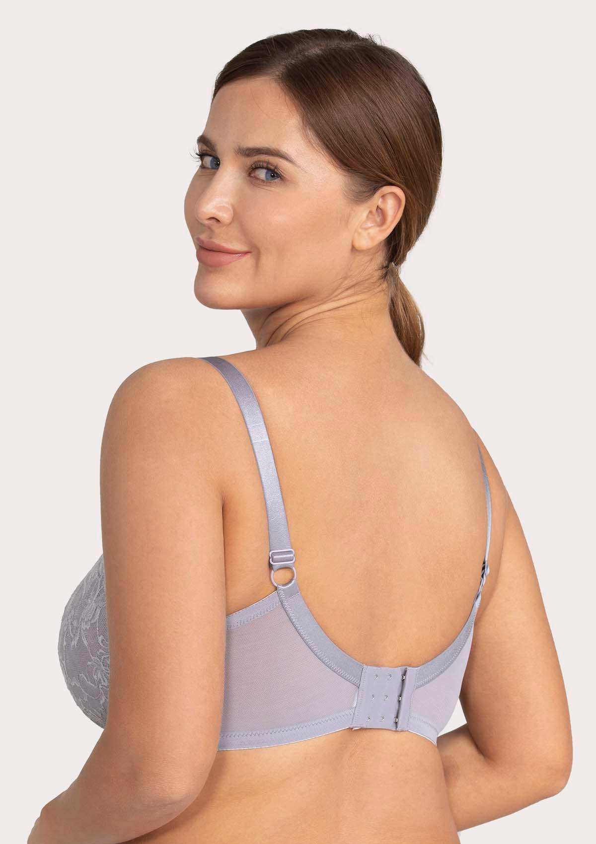 Pretty In Petals Purple Unlined Strappy Lace Underwire Bra - HSIA