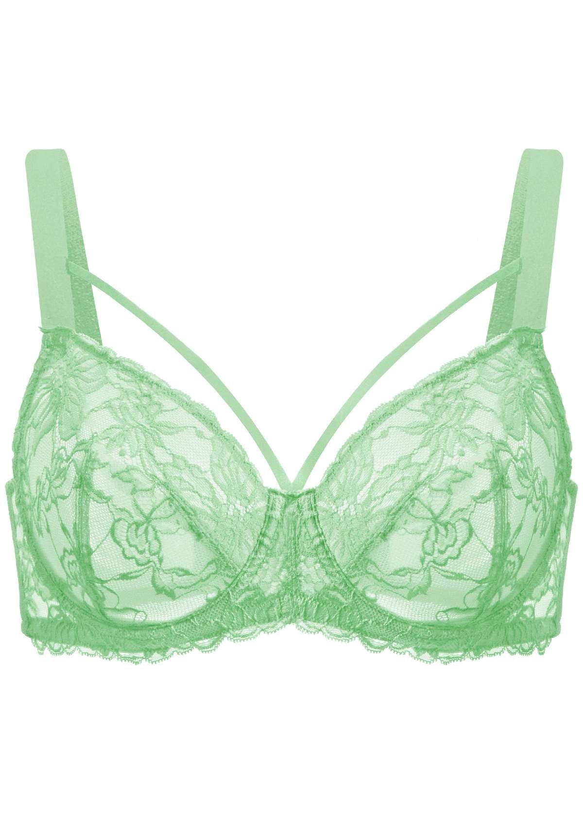 Pretty In Petals Bright Yellow Unlined Strappy Lace Bra - HSIA