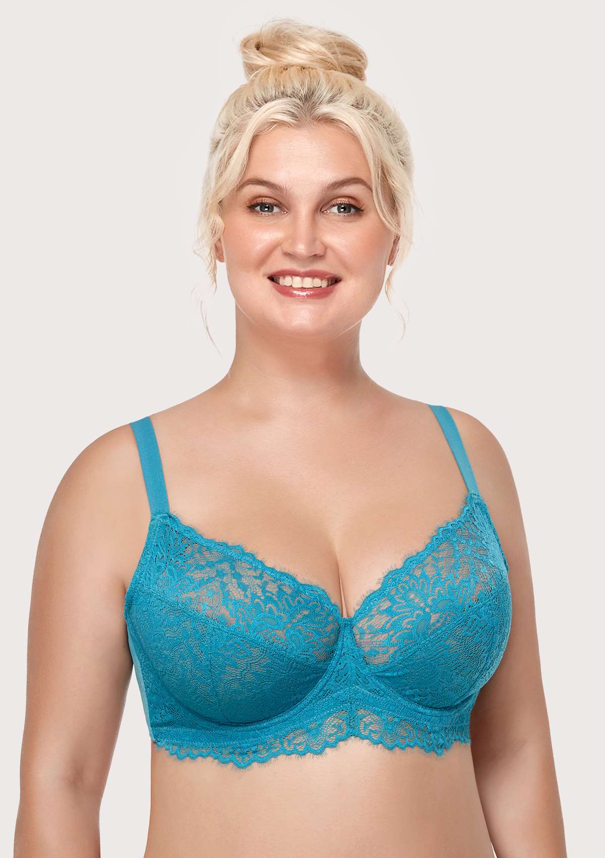 HSIA Sunflower Underwire Horizon Blue Lace Bra Set - HSIA