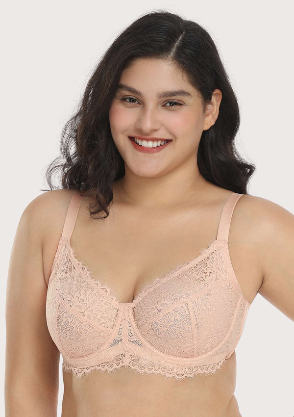 HSIA Sunflower Underwire Pink Lace Bra Set - HSIA