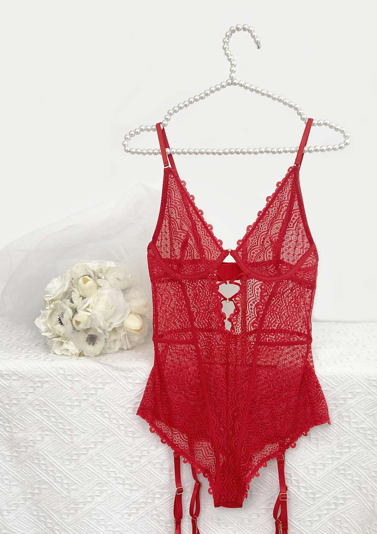 Lovelush Unlined Underwire Lace Low Back Teddy - HSIA