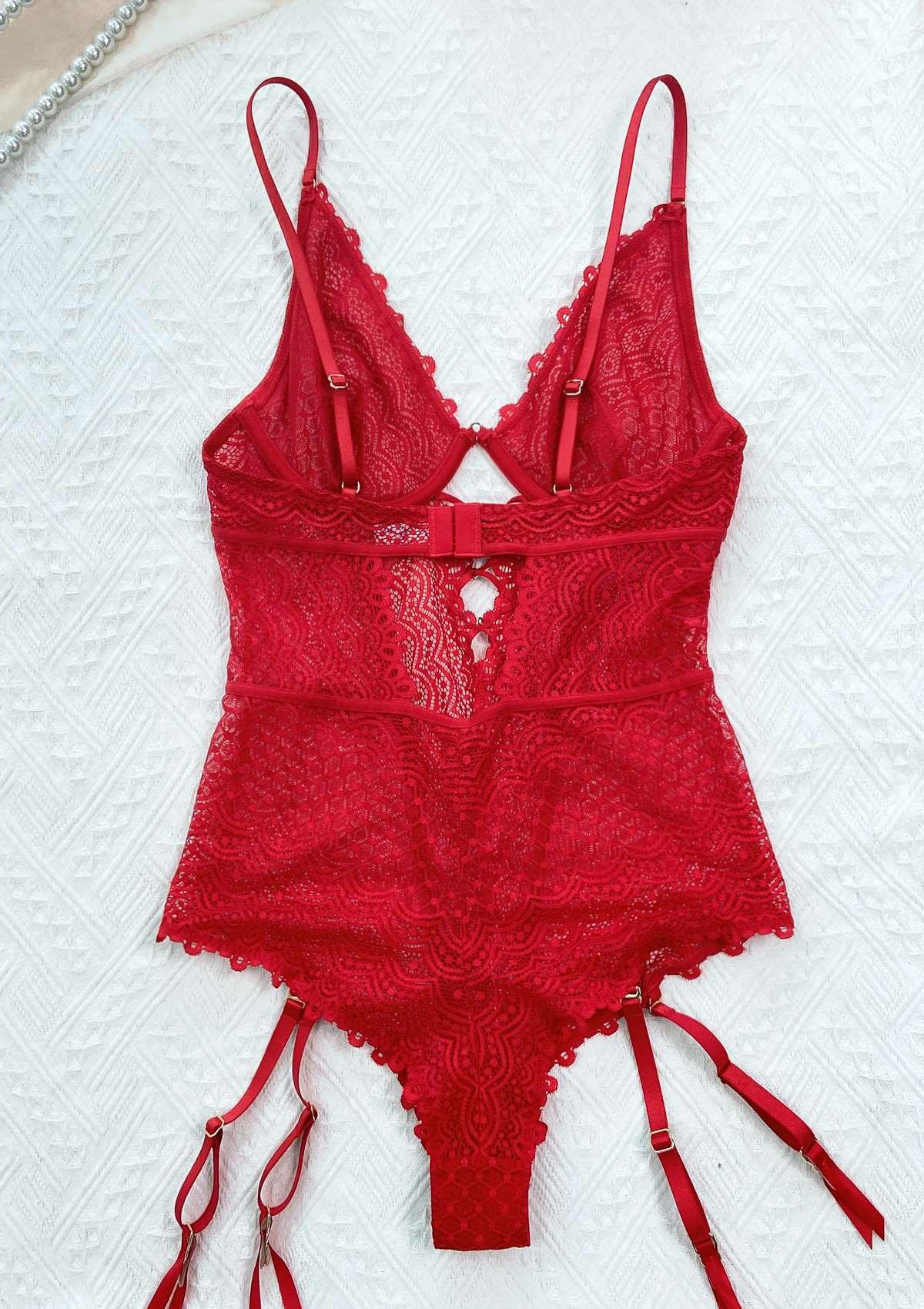 Lovelush Unlined Underwire Lace Low Back Teddy - HSIA