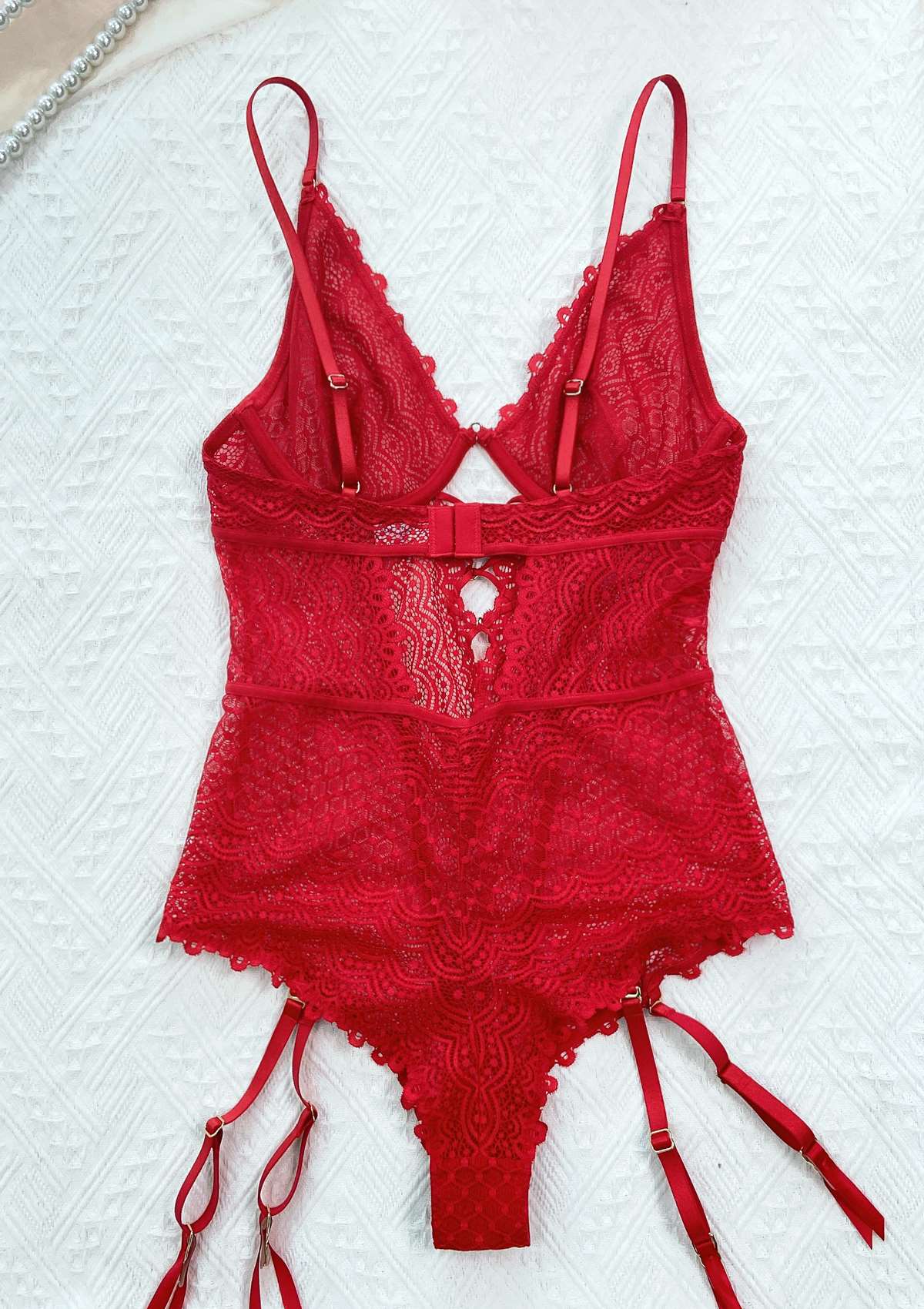 Lovelush Unlined Underwire Lace Low Back Teddy - HSIA