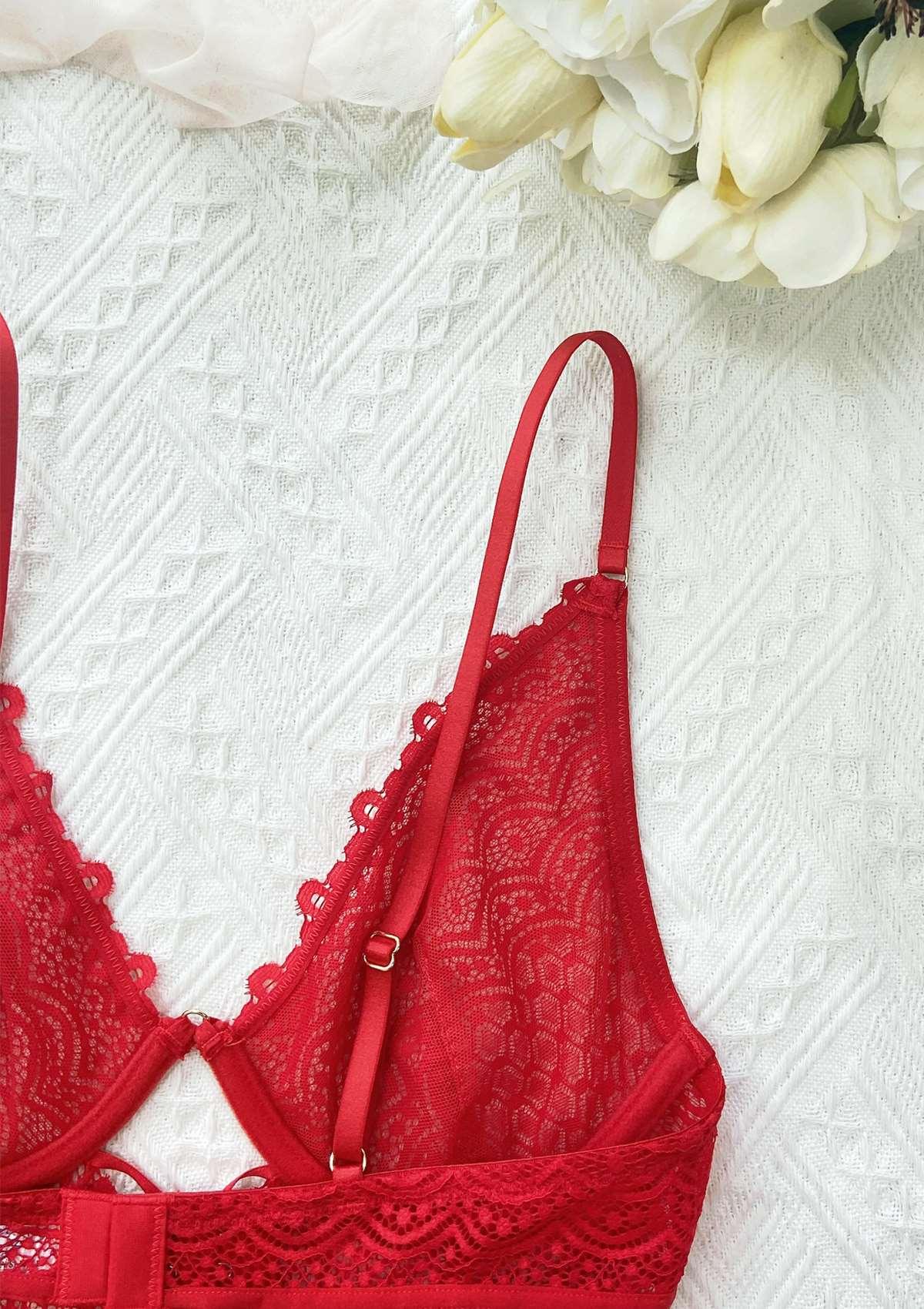 Lovelush Unlined Underwire Lace Low Back Teddy - HSIA