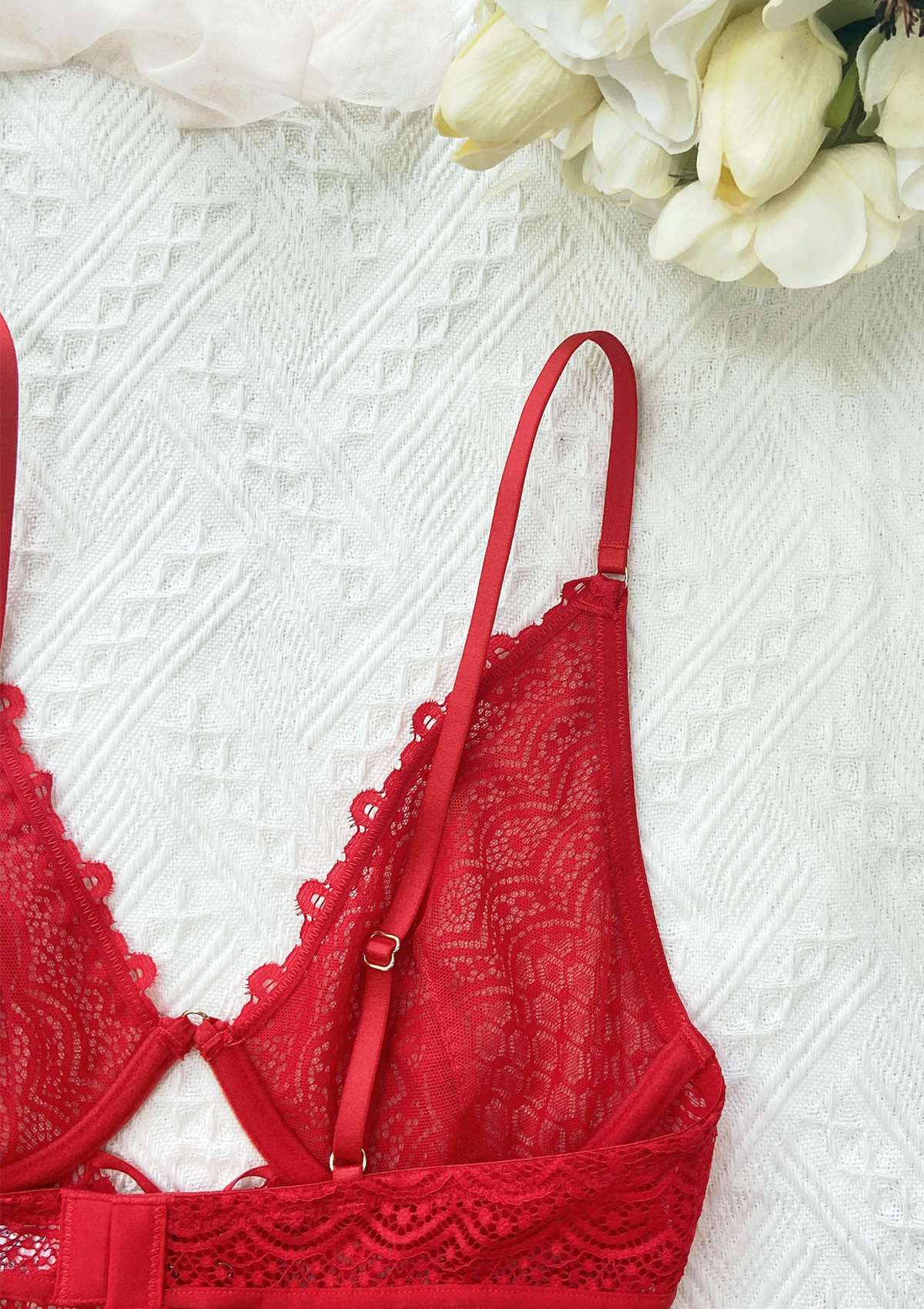 Lovelush Unlined Underwire Lace Low Back Teddy - HSIA