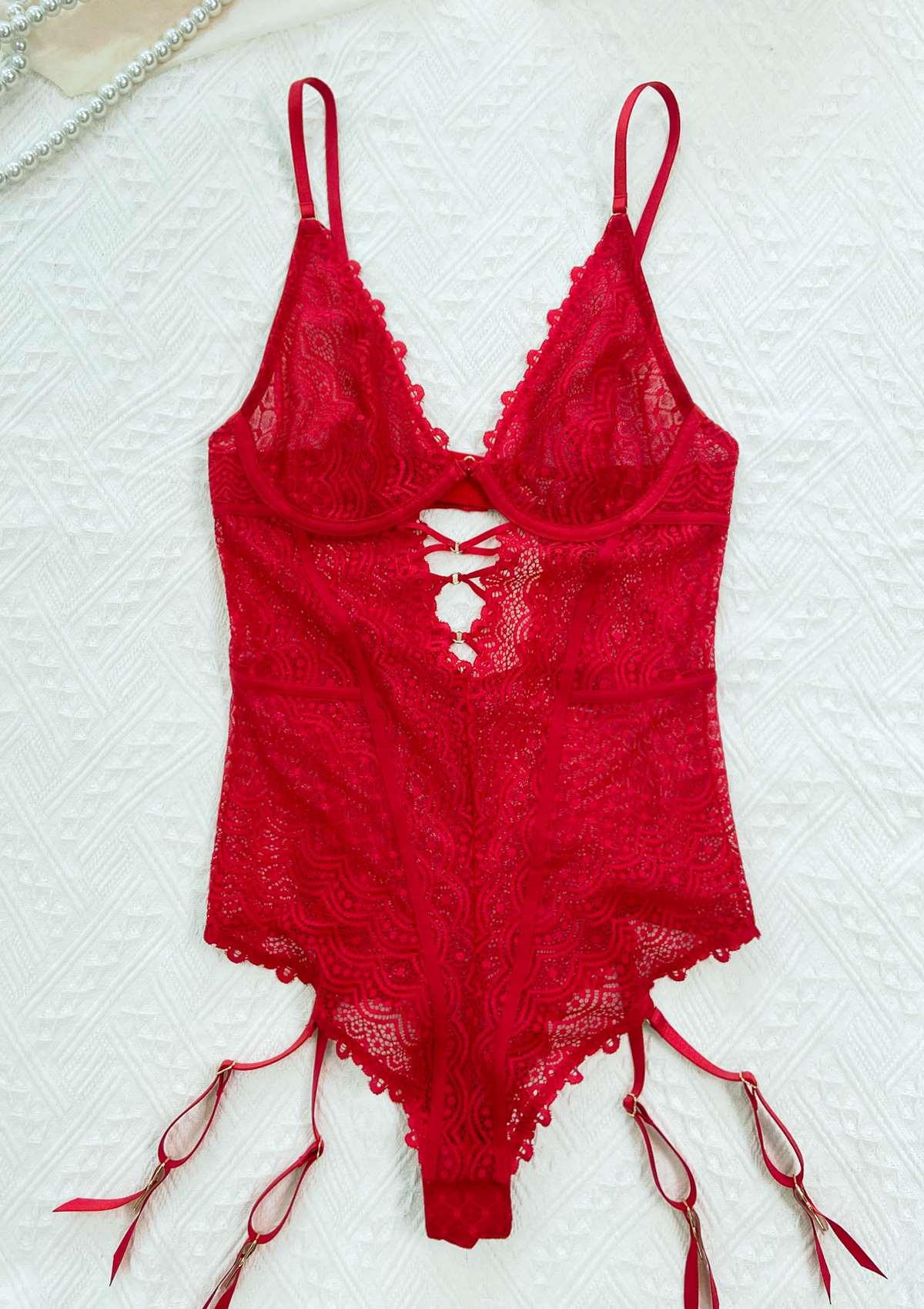 Lovelush Unlined Underwire Lace Low Back Teddy - HSIA