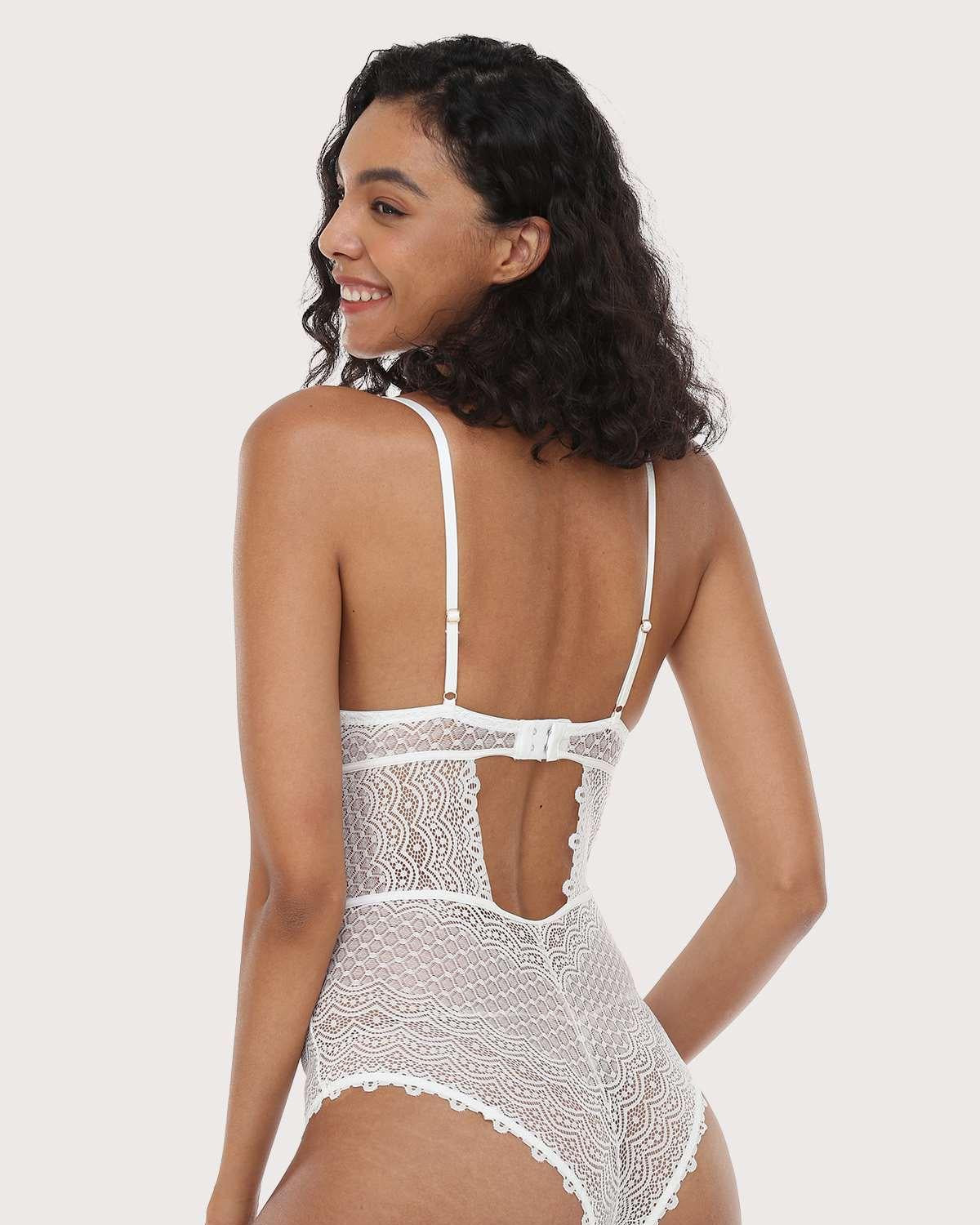 Lovelush Unlined Underwire Lace Low Back Teddy - HSIA