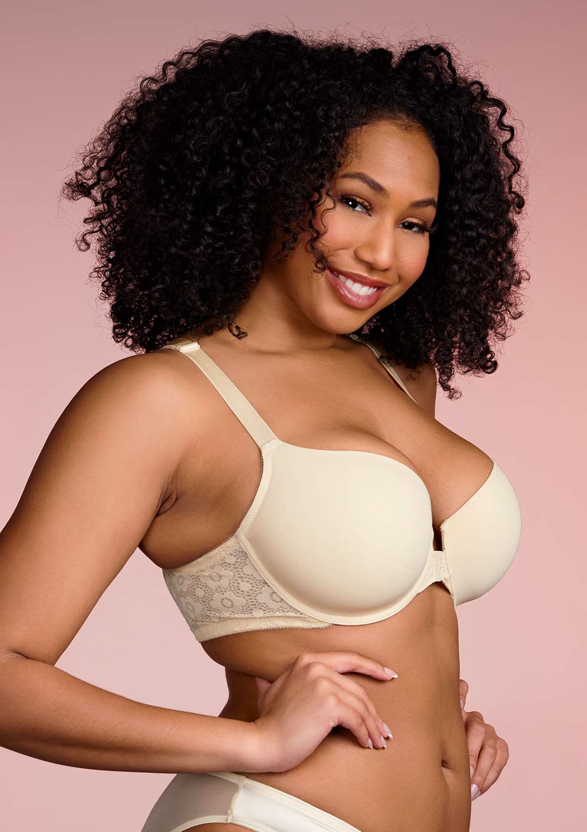 Serena Front-Close Lace-Back Racerback Underwire Bra - HSIA