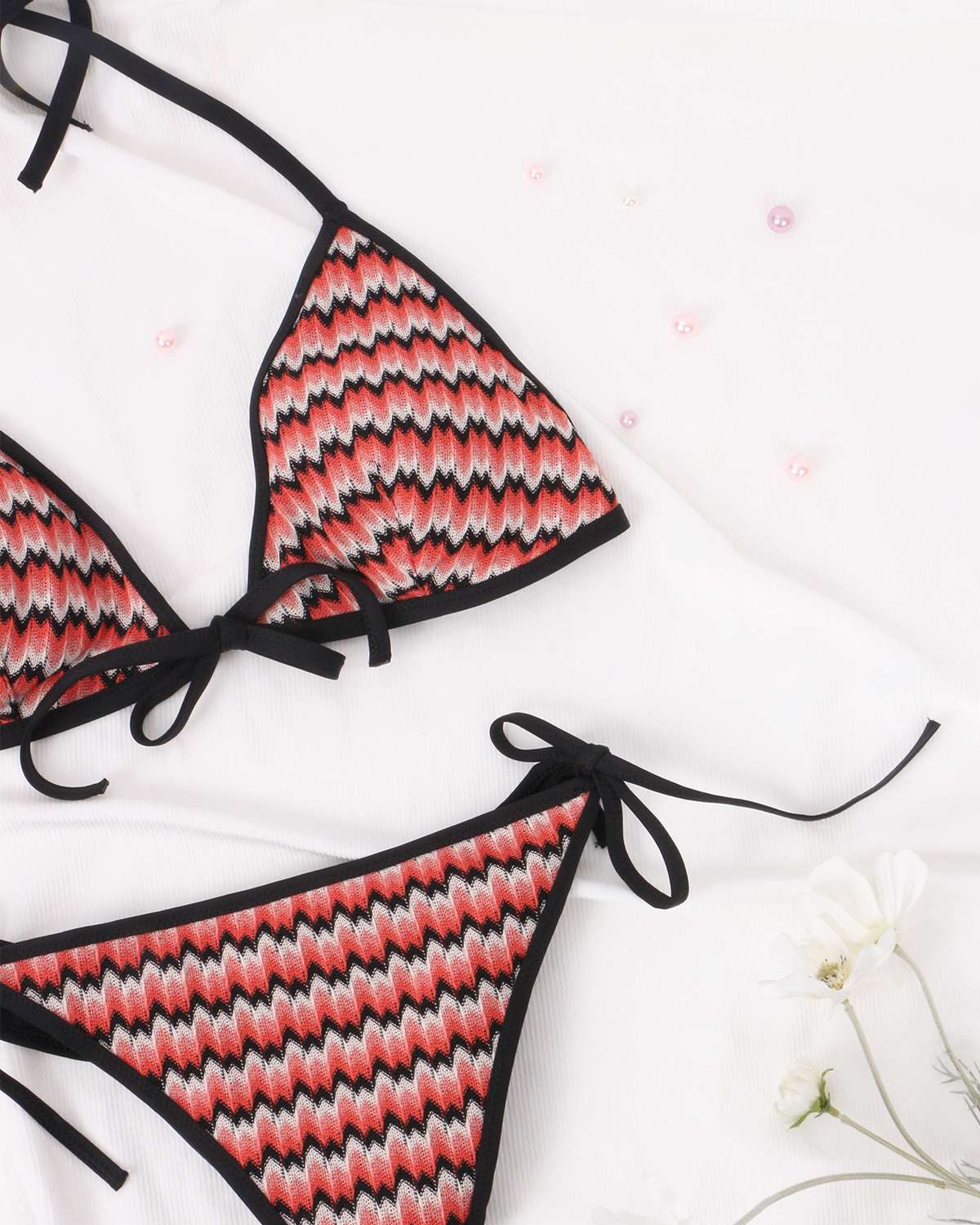 Two Piece Halter Tie Side Bikini Bathing Suit - HSIA
